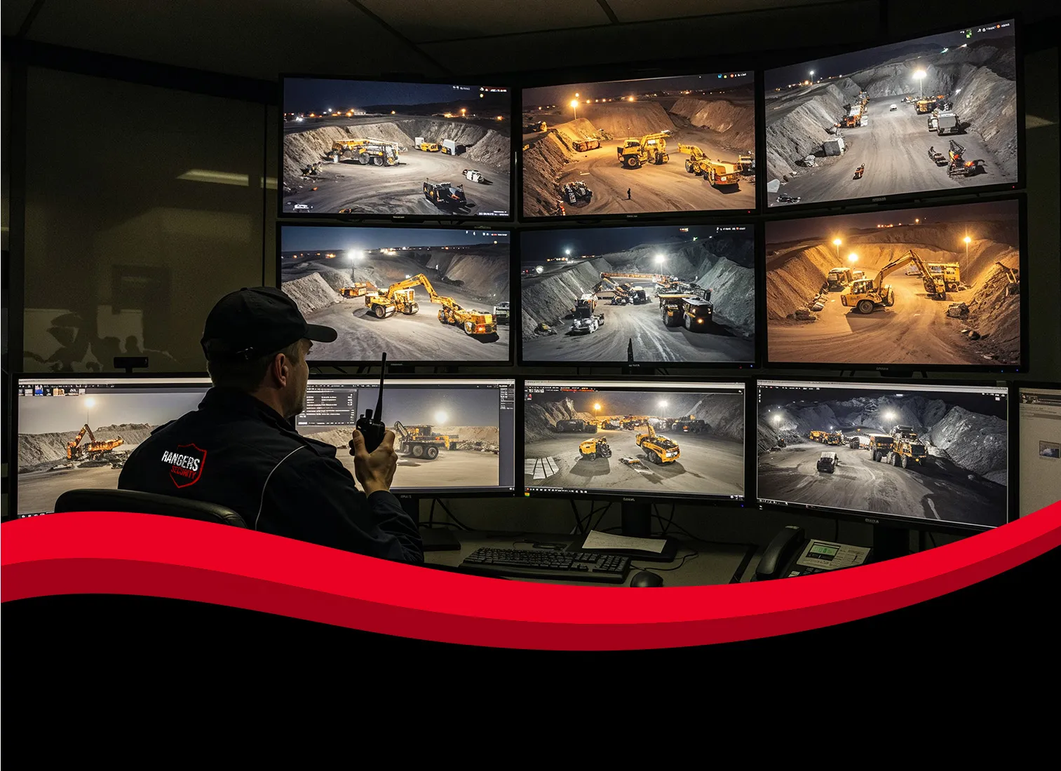 Rangers Security Group's expert monitors live screens of industrial and mining facilities to reduce theft, safety incidents, and unauthorized access across Canada