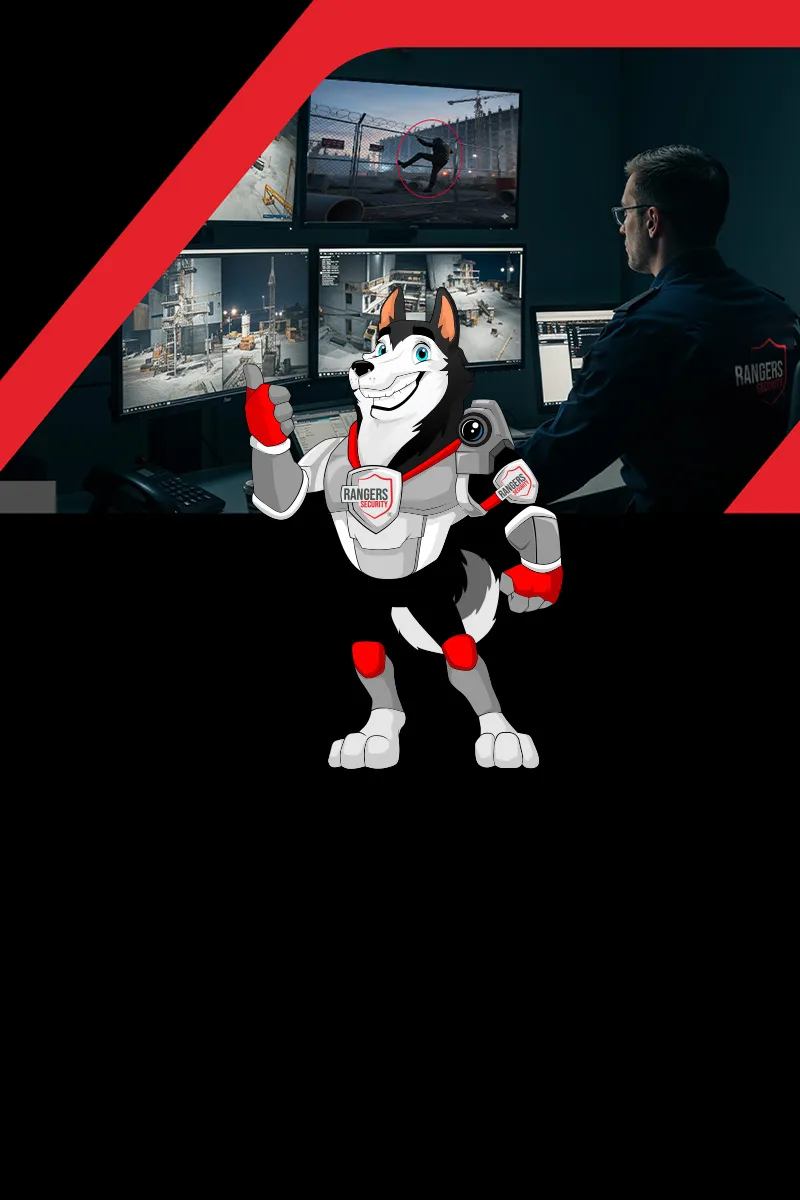 Mascot representing Rangers Security Group’s 24/7 security services in Alberta, including surveillance and on-site protection for complete peace of mind