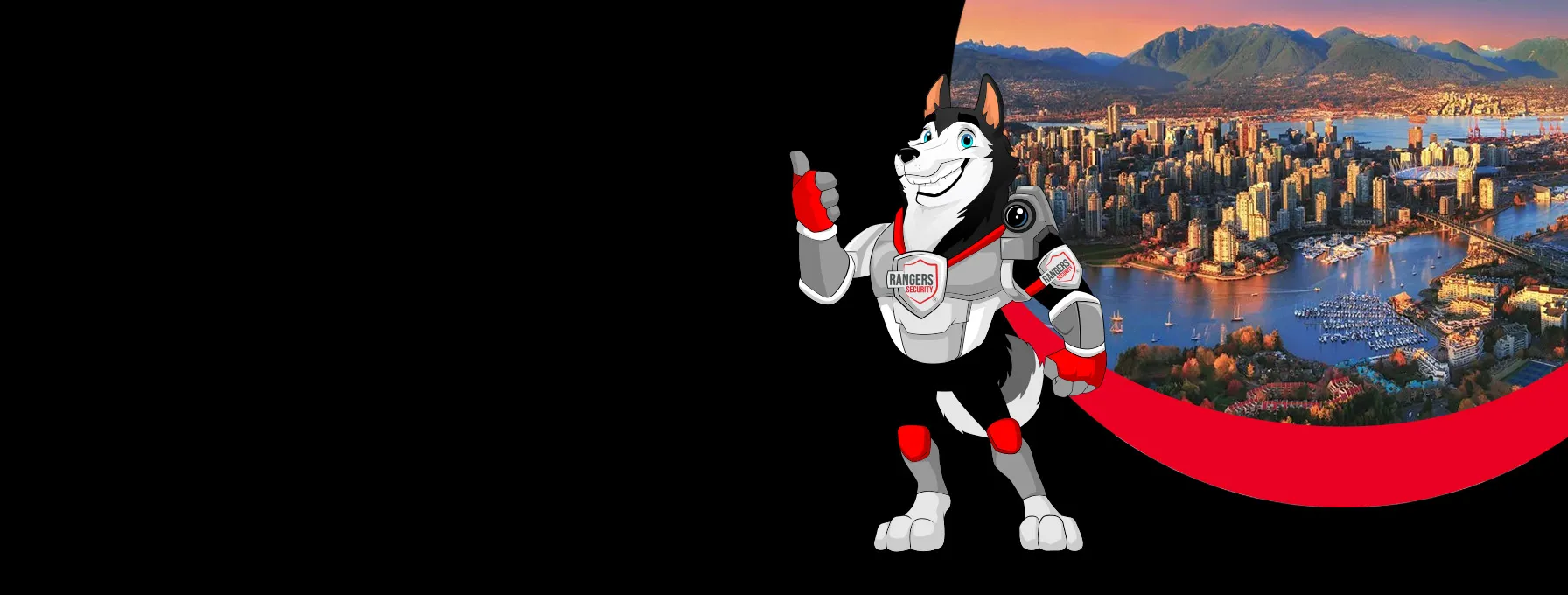 Rangers Security Group's mascot representing comprehensive security services in Delta, combining trained guards and advanced surveillance.