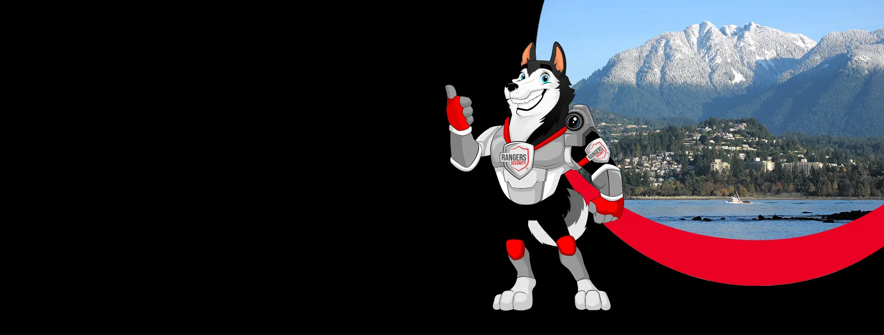 Rangers Security Group's mascot symbolizing expert security solutions in West Vancouver, including trained personnel and 24/7 surveillance.