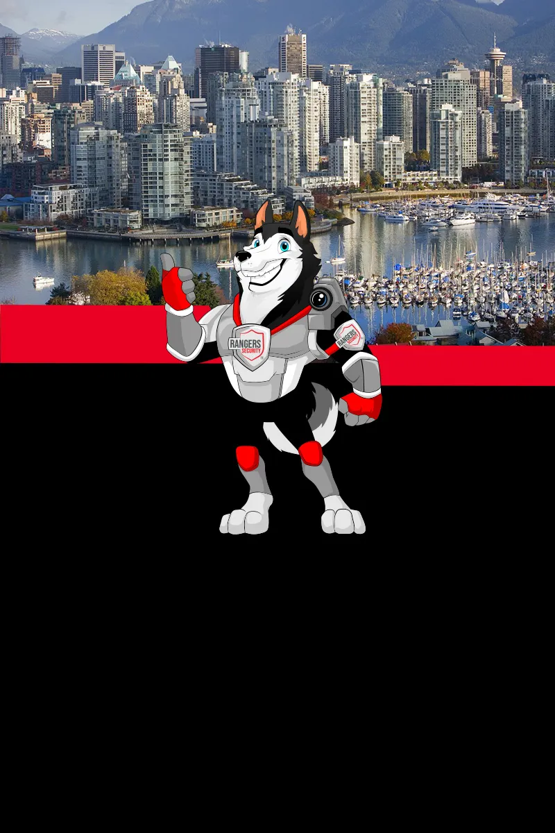 Mascot representing Rangers Security Group’s security services in British Columbia, including advanced surveillance, access control, and expert security personnel for tailored protection