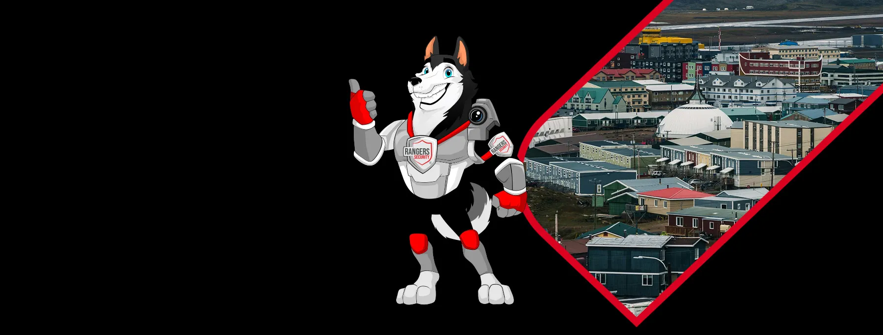 Rangers Security Group mascot standing for trusted security services in Nunavut, ensuring safety through expert guards and monitoring coverage.