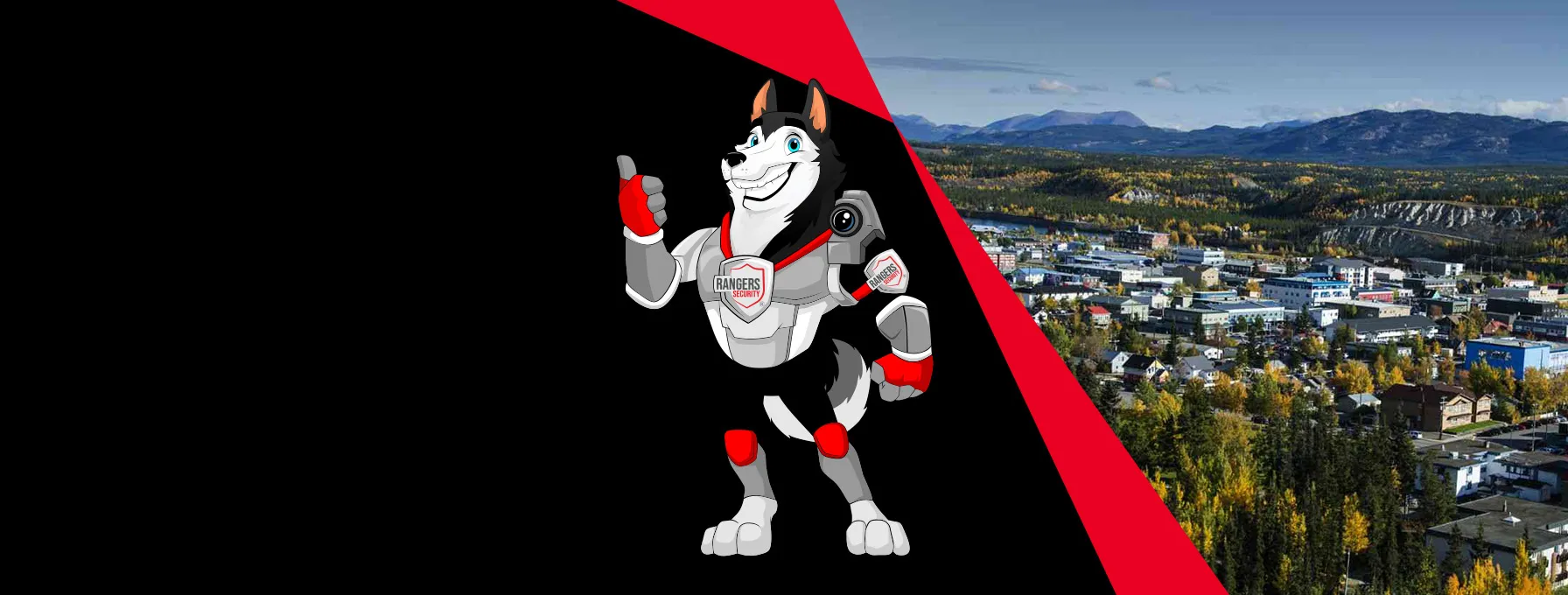 Rangers Security Group mascot standing for comprehensive security services in Yukon, delivering expert personnel and 24/7 advanced surveillance